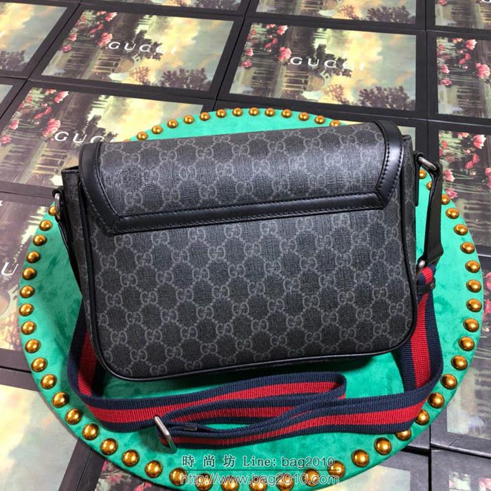 GUCCI 古馳男包 新款 449173 黑膠 男女通用款 黑色PVC Gucci單肩斜挎包